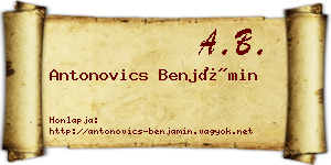 Antonovics Benjámin névjegykártya
