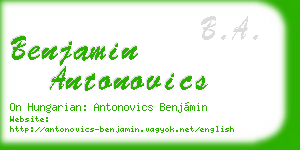 benjamin antonovics business card